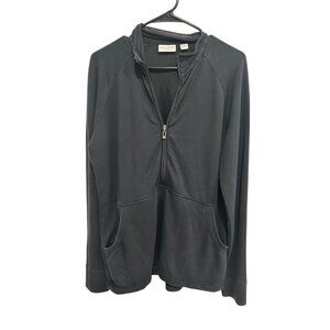 Ashworth Performance Black Raglan Sleeves Quarter-Zip Sweatshirt Size L Sporty